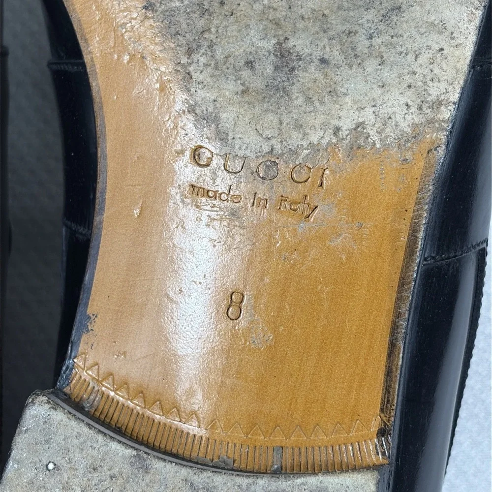 GUCCI Black Leather Slip On Loafers Mens EU 41 / US 8‎ Italy